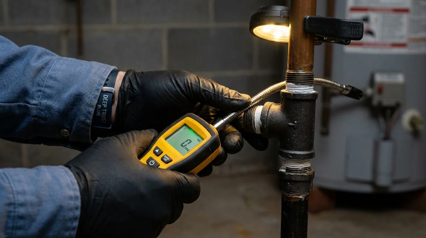 Gas leak detection with electronic sniffer by Johns Plumbing LLC in Seaford
