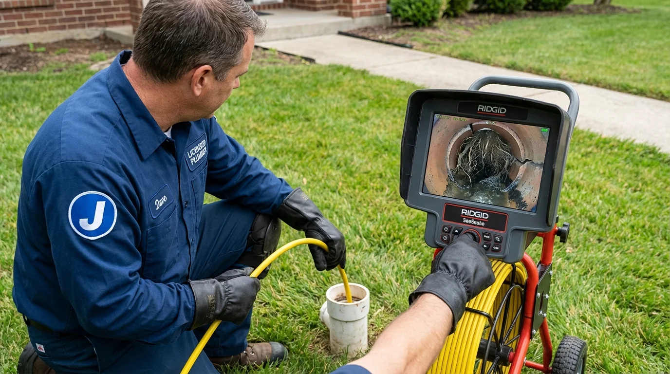 Sewer camera inspection being performed by Johns Plumbing LLC in Seaford