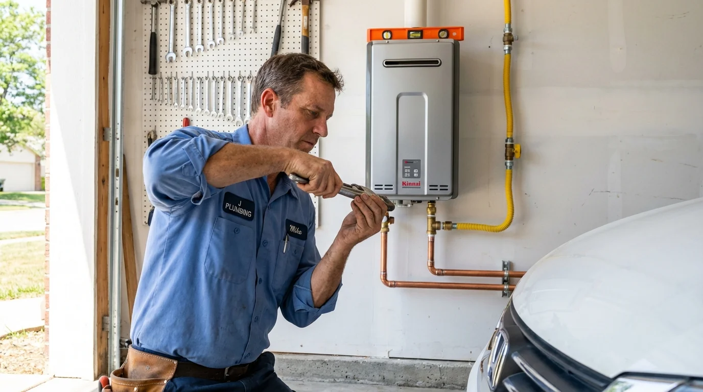Tankless water heater installation by a Johns Plumbing LLC plumber in Seaford